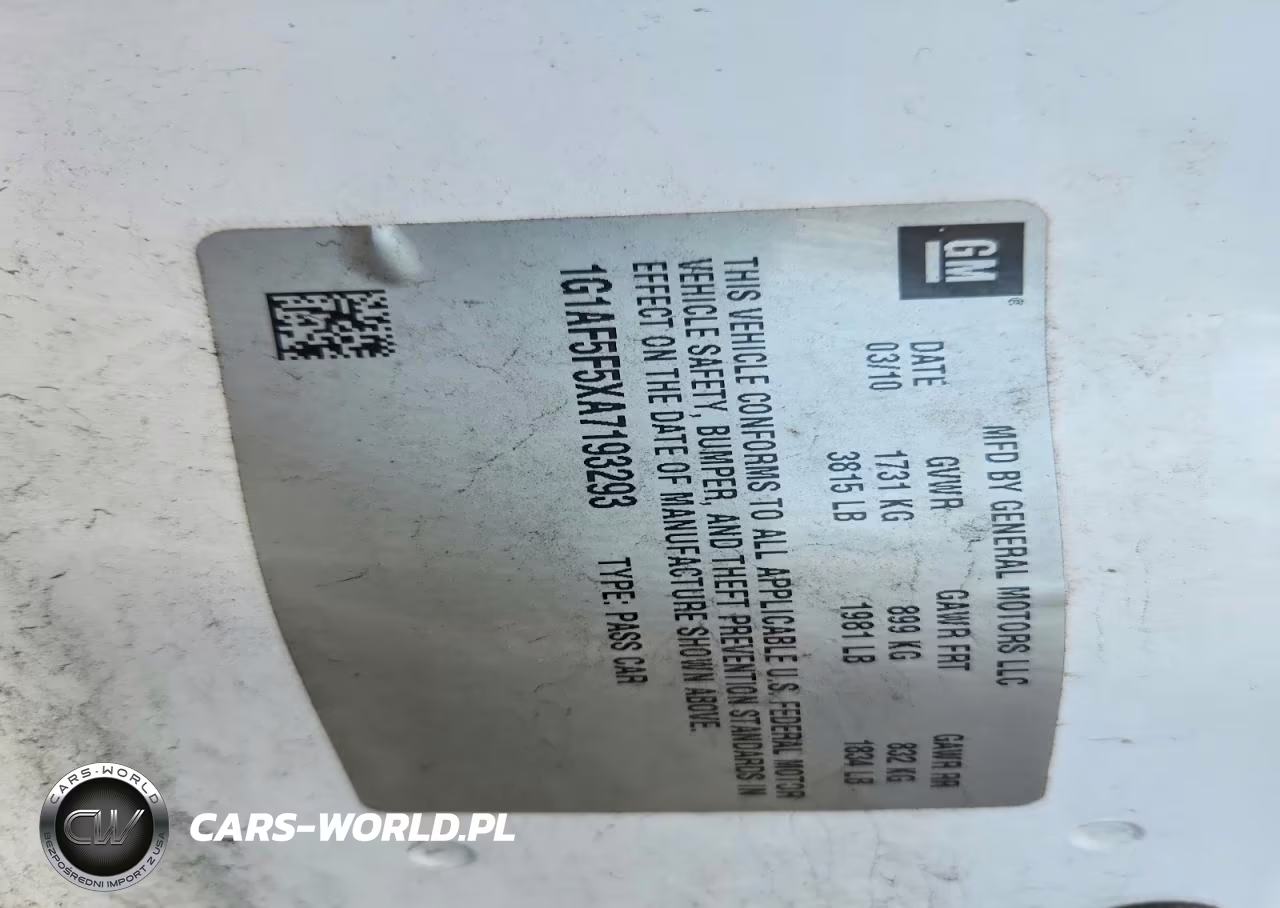 2010 Chevrolet Cobalt Lt1 VIN:1G1AF5F5XA7193293 - 12