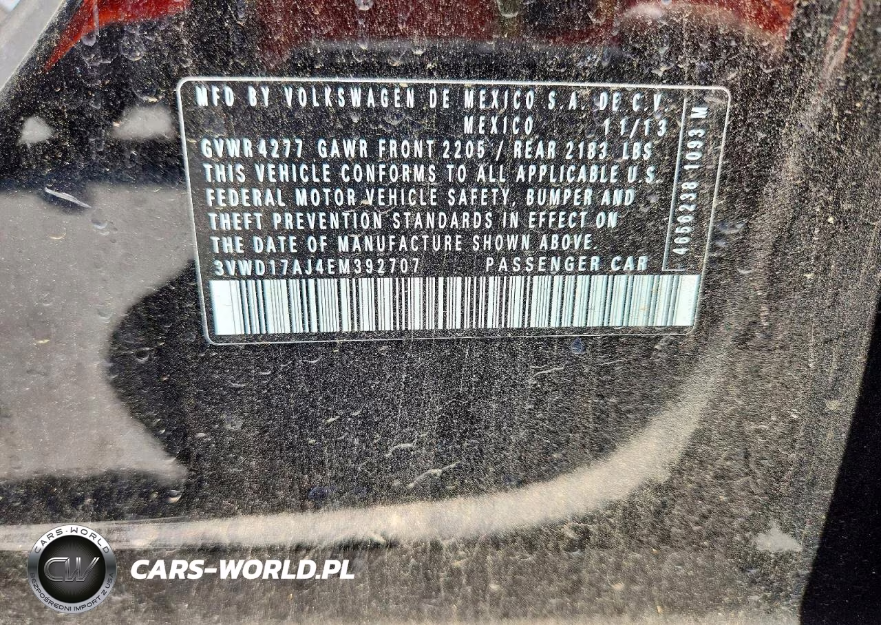 2014 Volkswagen Jetta Se VIN:3VWD17AJ4EM392707 - 15