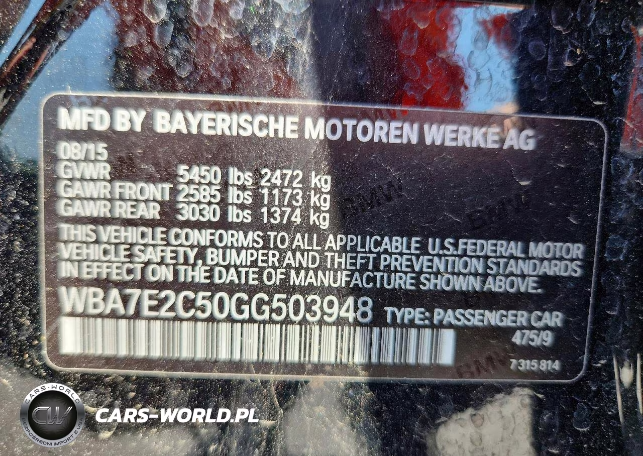2016 BMW 740I VIN:WBA7E2C50GG503948 - 12
