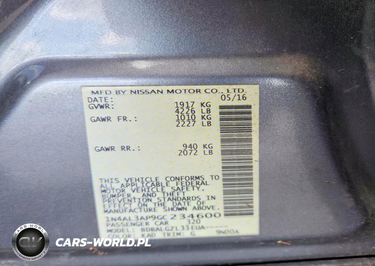 2016 Nissan Altima 2.5 S VIN:1N4AL3AP9GC234600 - 12