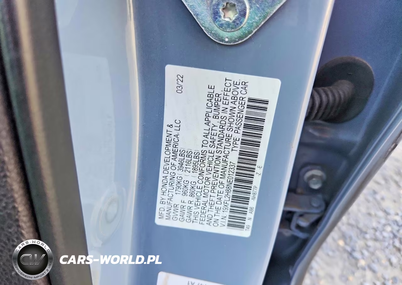 2022 Honda Civic Sport VIN:19XFL2H88NE012337 - 12