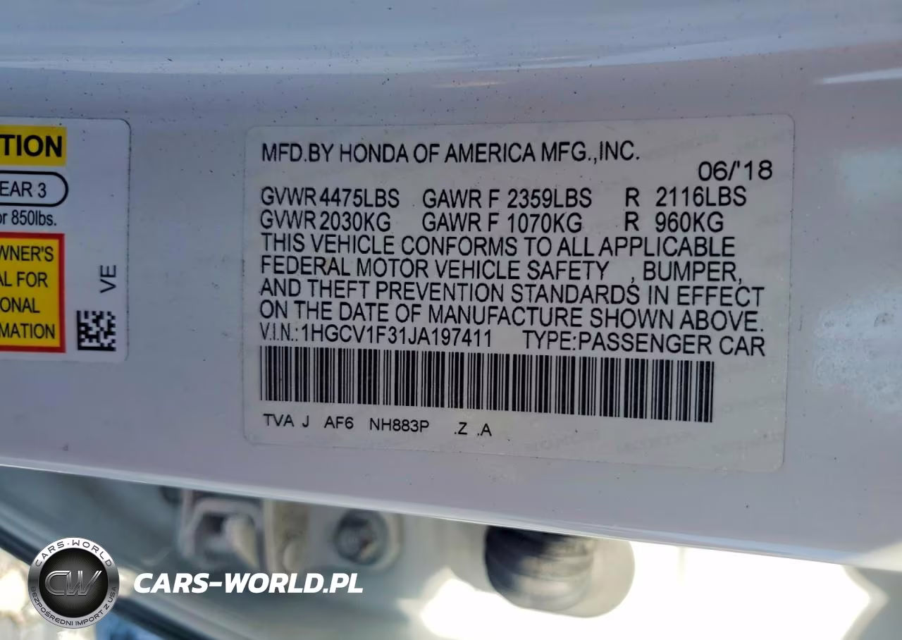 2018 Honda Accord Sport VIN:1HGCV1F31JA197411 - 12