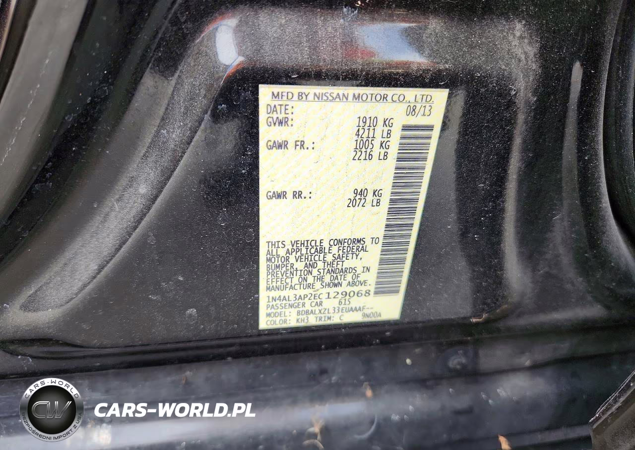 2014 Nissan Altima 2.5 VIN:1N4AL3AP2EC129068 - 12