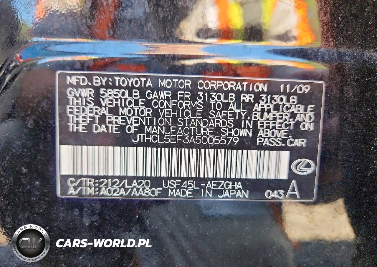 2010 Lexus Ls 460 VIN:JTHCL5EF3A5005579 - 12