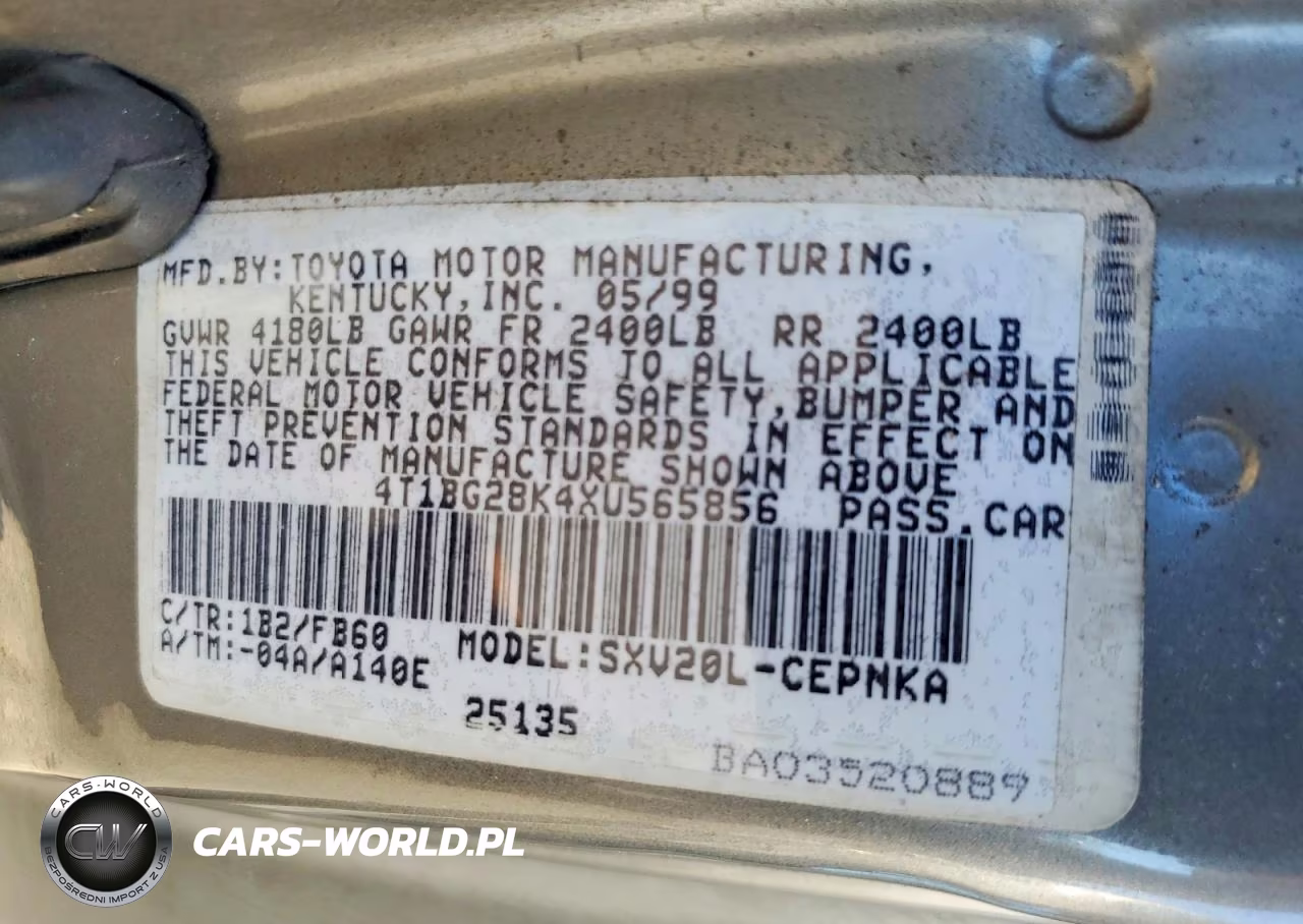 1999 Toyota Camry Le VIN:4T1BG28K4XU565856 - 12