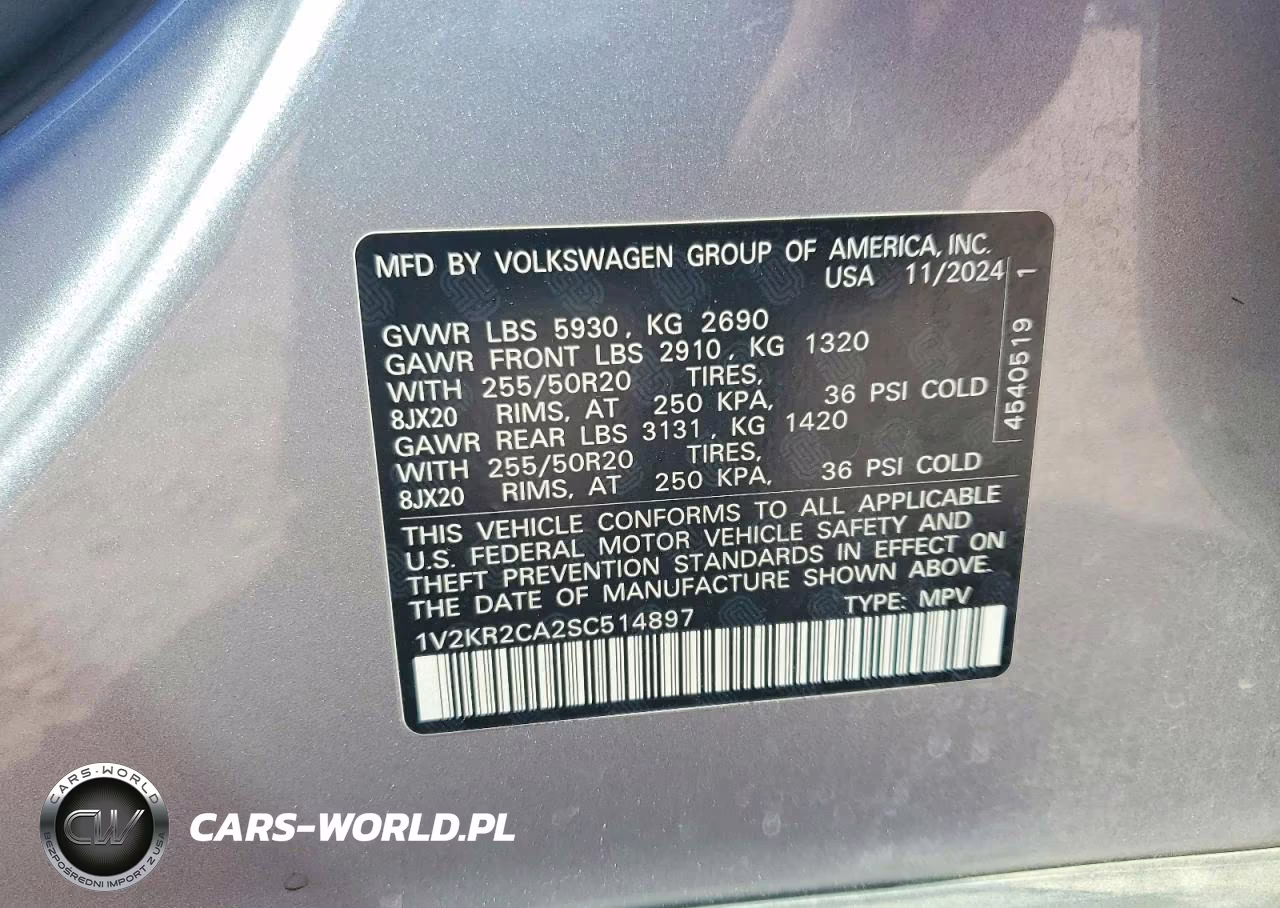 2025 Volkswagen Atlas Se VIN:1V2KR2CA2SC514897 - 12