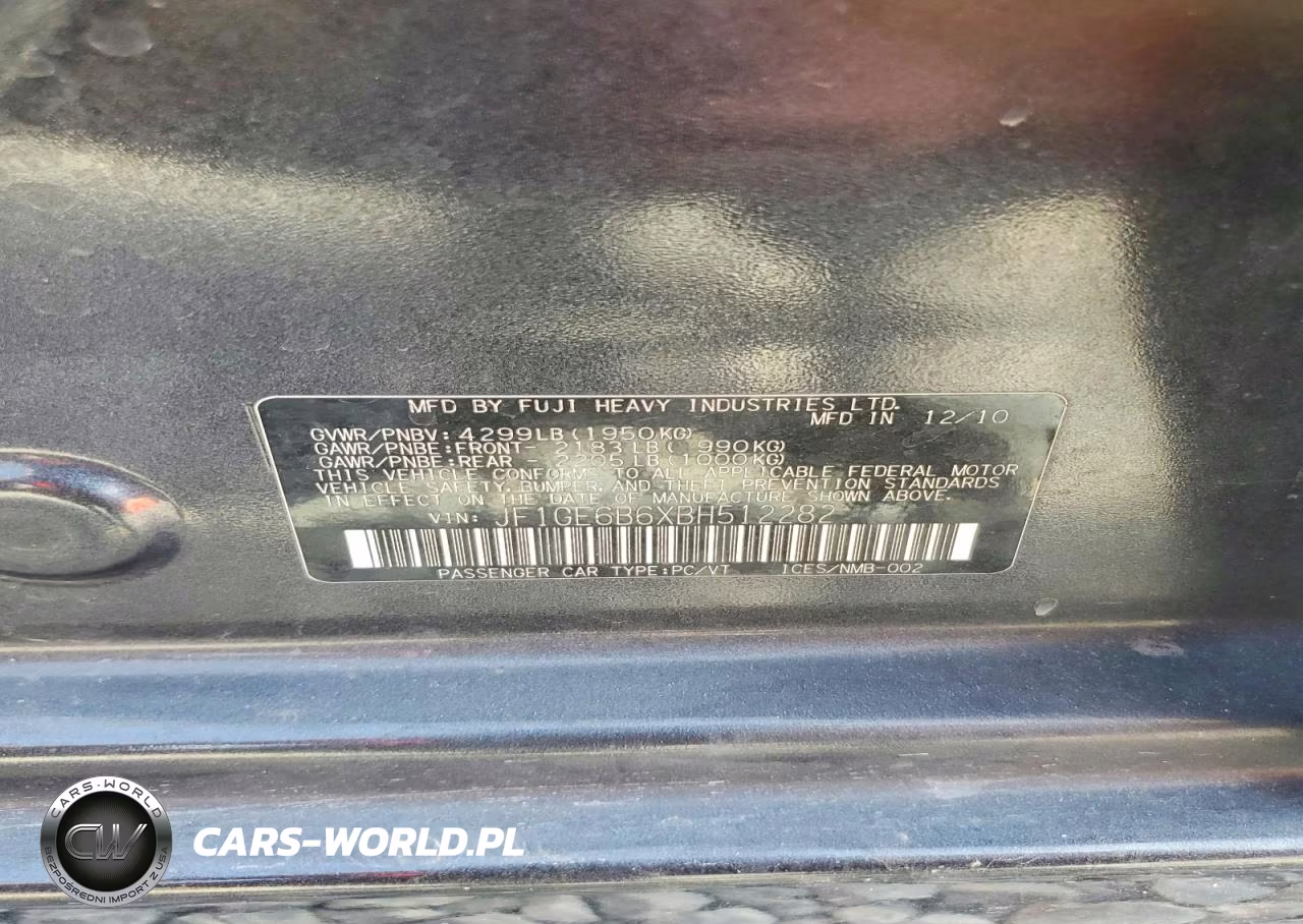 2011 Subaru Impreza 2.5I Premium VIN:JF1GE6B6XBH512282 - 13