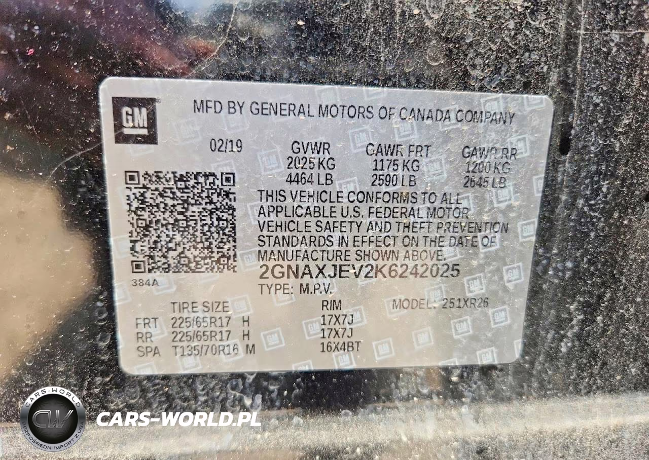 2019 Chevrolet Equinox Lt VIN:2GNAXJEV2K6242025 - 13