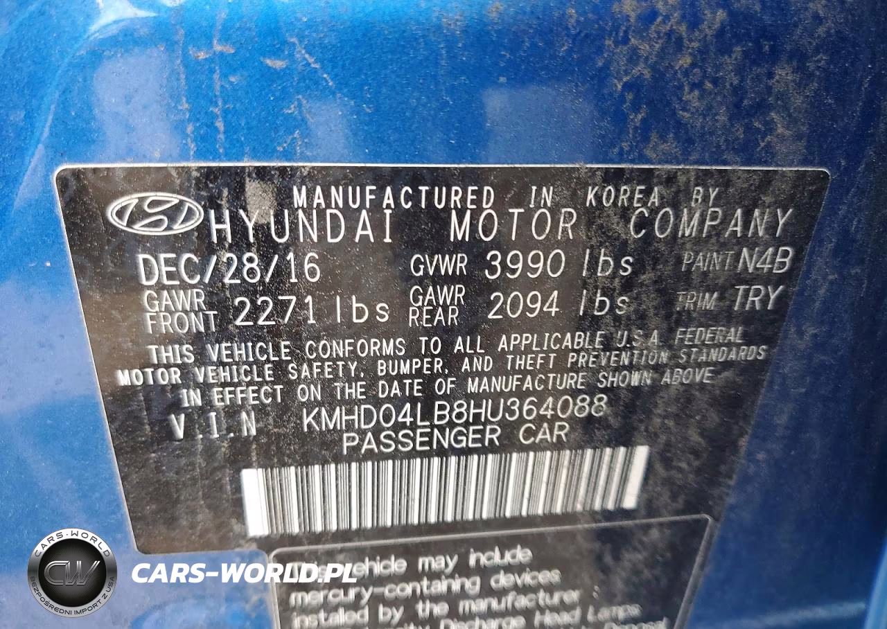 2017 Hyundai Elantra Sport VIN:KMHD04LB8HU364088 - 12