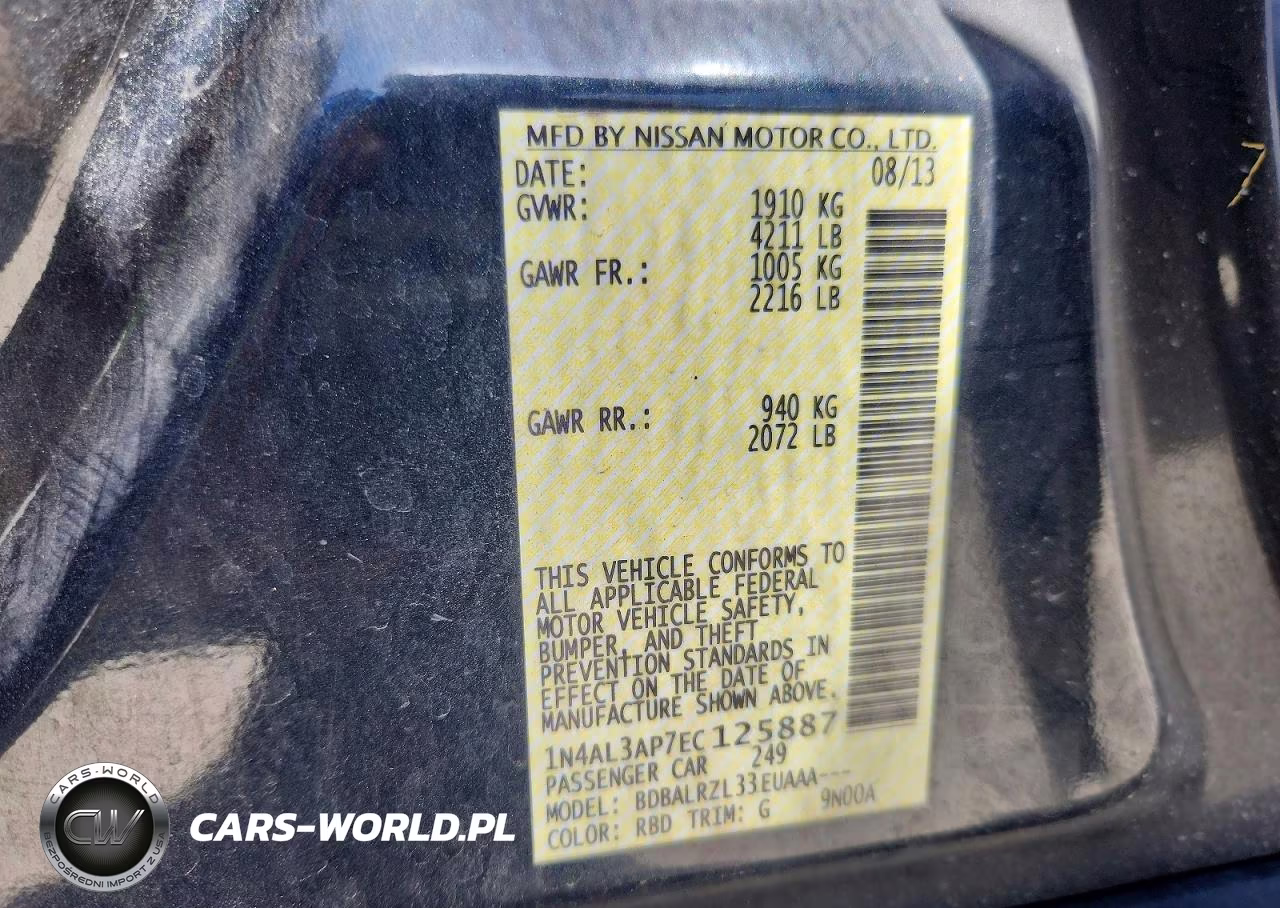 2014 Nissan Altima 2.5 S VIN:1N4AL3AP7EC125887 - 12