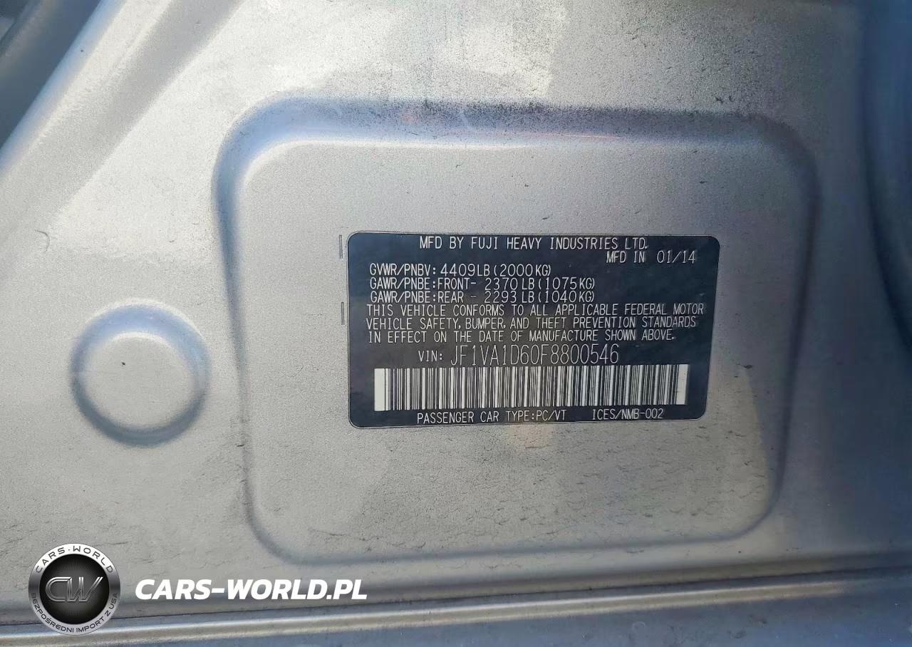 2015 Subaru Wrx Premium VIN:JF1VA1D60F8800546 - 12