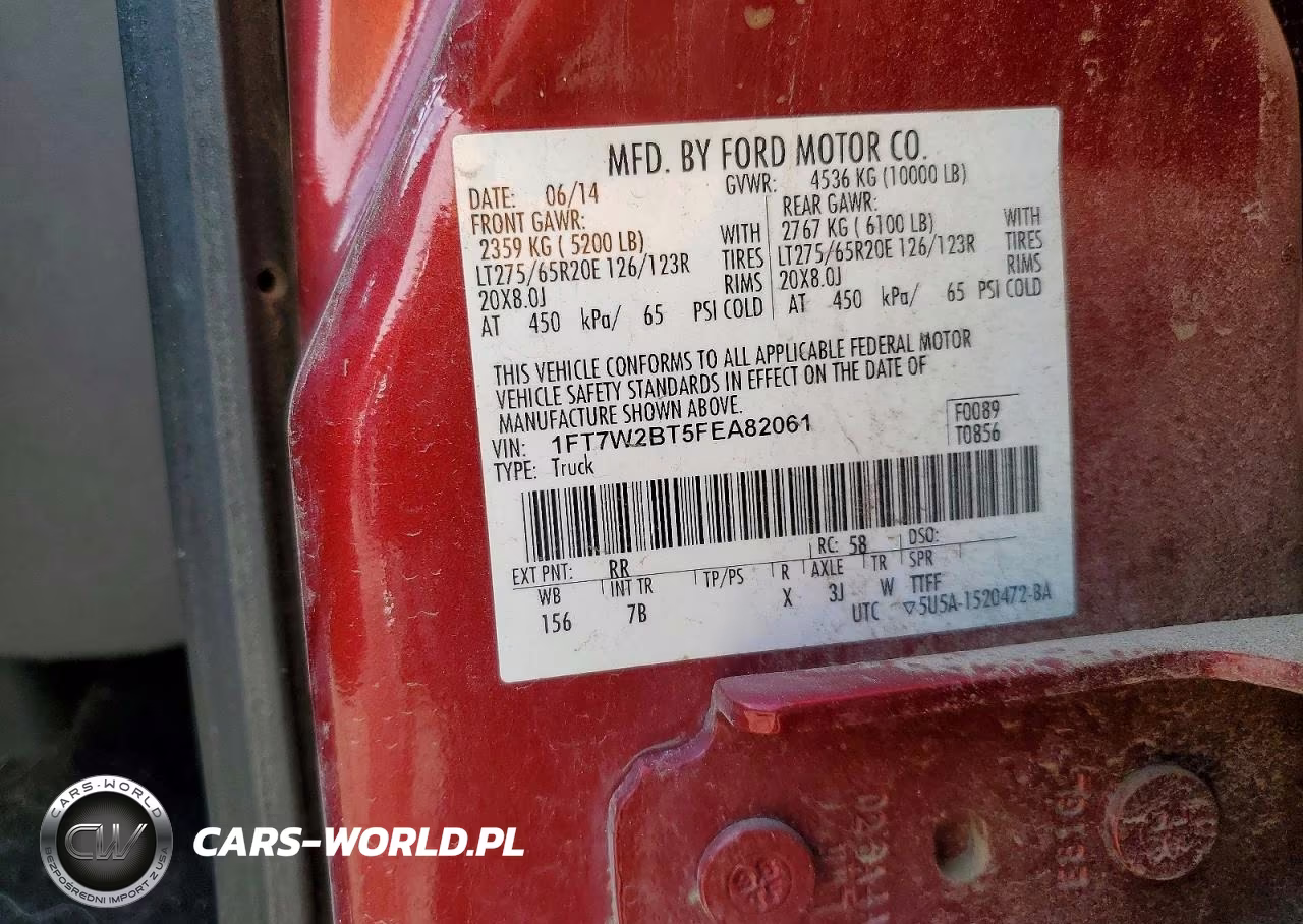 2015 Ford F250 Super Duty VIN:1FT7W2BT5FEA82061 - 12