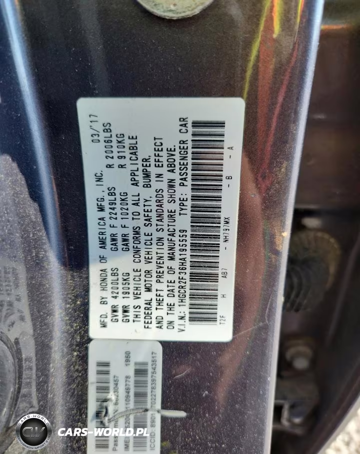 2017 Honda Accord Lx VIN:1HGCR2F36HA195559 - 13