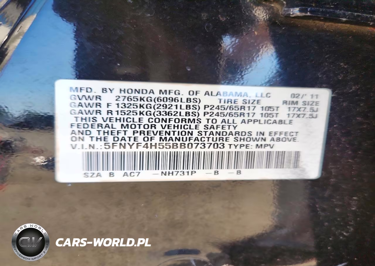2011 Honda Pilot Exl VIN:5FNYF4H55BB073703 - 13