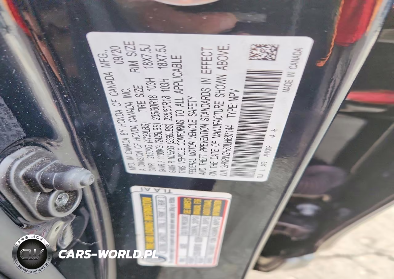 2020 Honda Cr-V Exl VIN:2HKRW2H80LH687144 - 13