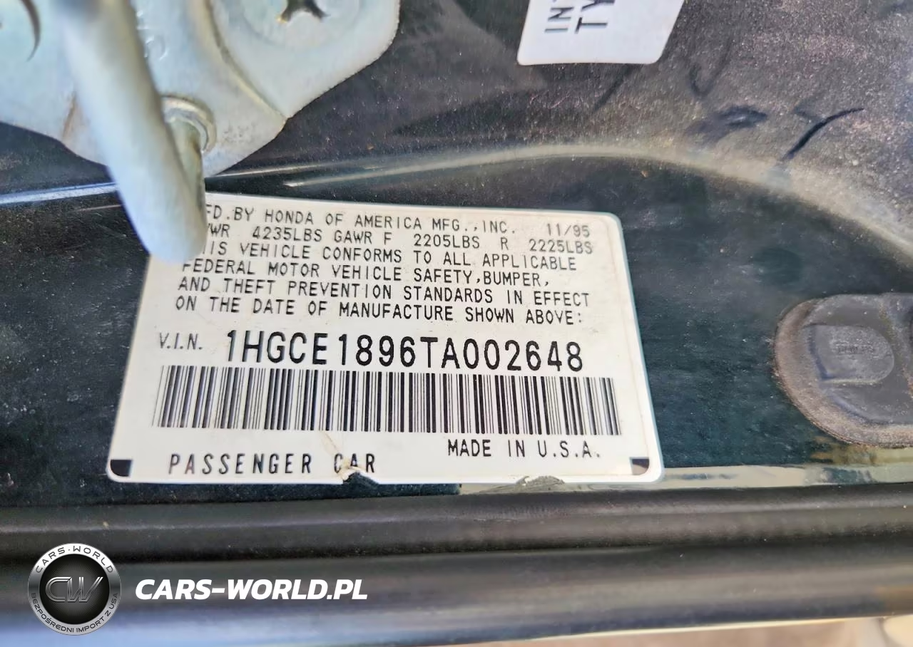 1996 Honda Accord Ex VIN:1HGCE1896TA002648 - 13