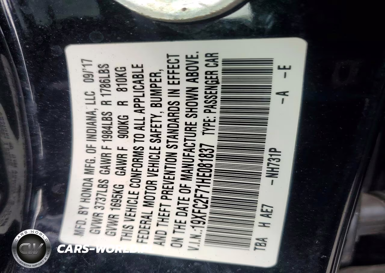 2017 Honda Civic Ex VIN:19XFC2F71HE081837 - 12