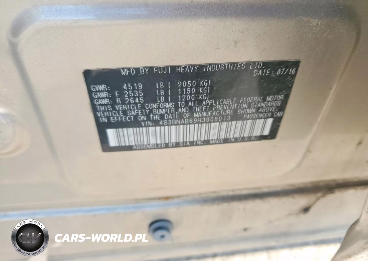 2017 Subaru Legacy 2.5I VIN:4S3BNAB69H3008013 - 12