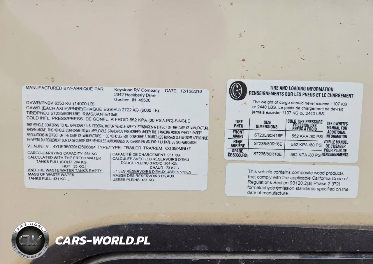 2017 Keystone Cougar Camper VIN:4YDF35929H2506684 - 9