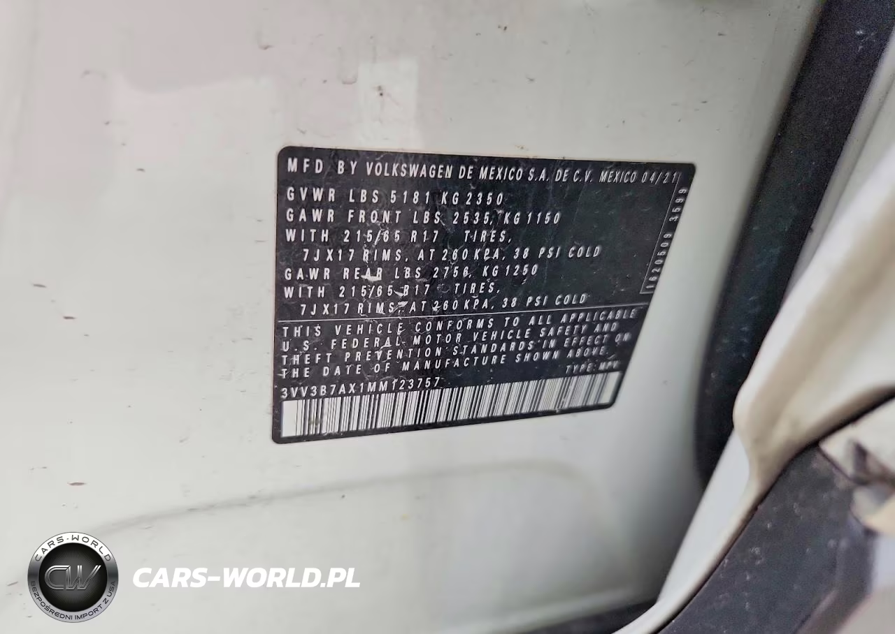 2021 Volkswagen Tiguan Se VIN:3VV3B7AX1MM123757 - 13