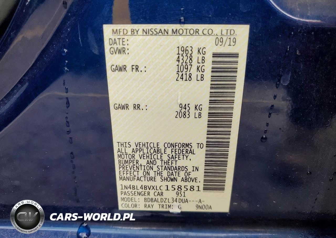2020 Nissan Altima S VIN:1N4BL4BVXLC158581 - 13