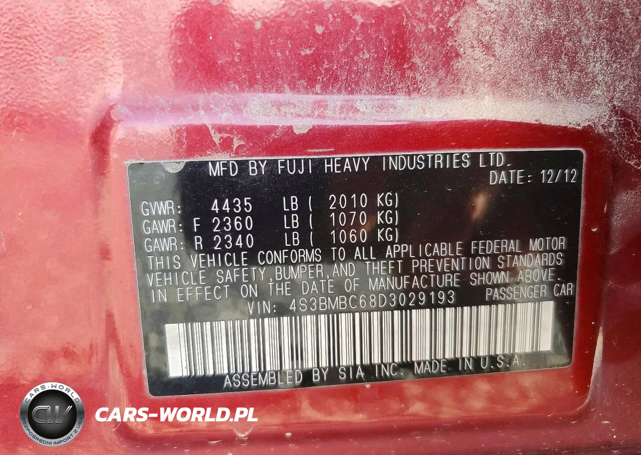 2013 Subaru Legacy 2.5I Premium VIN:4S3BMBC68D3029193 - 13