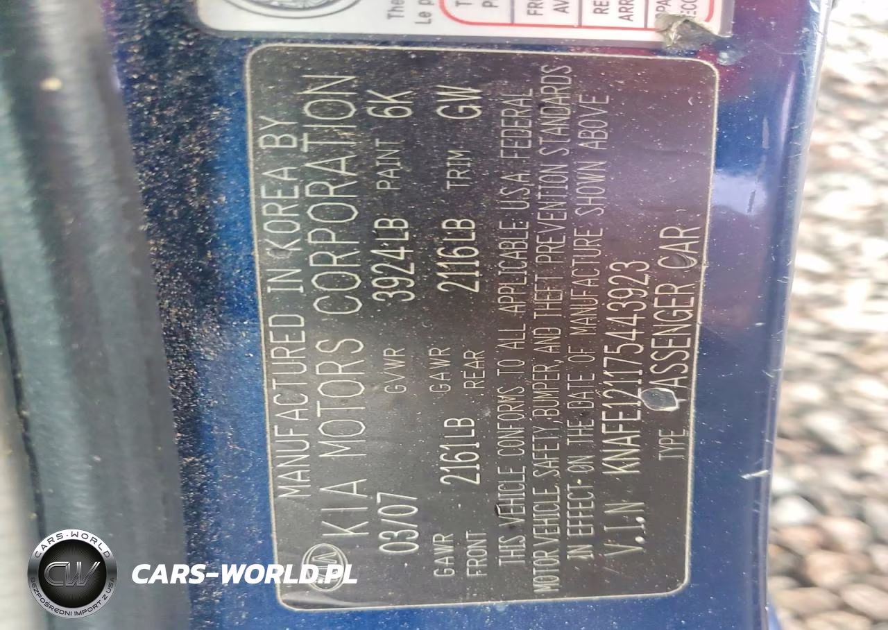 2007 Kia Spectra VIN:KNAFE121175443923 - 13