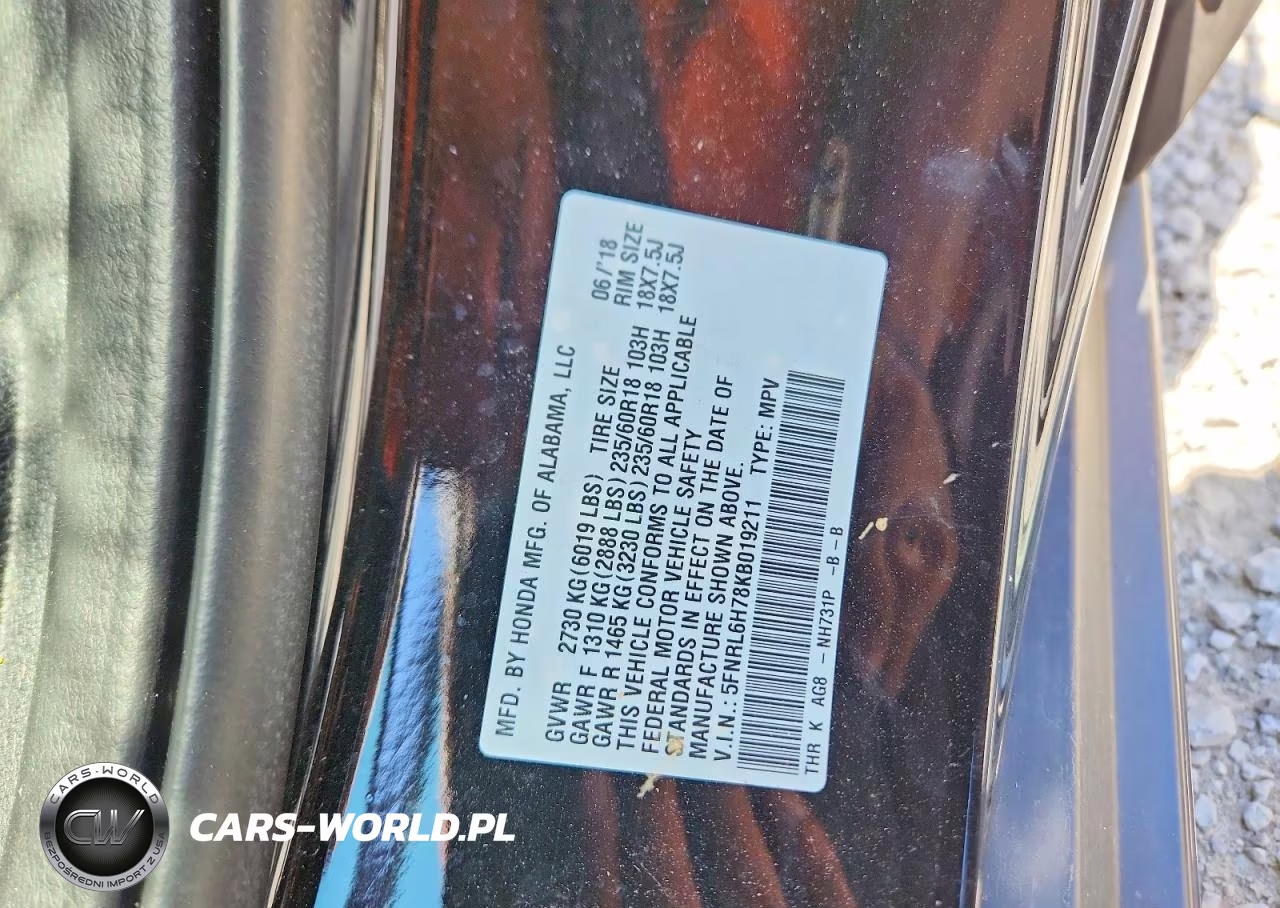 2019 Honda Odyssey Exl VIN:5FNRL6H78KB019211 - 13