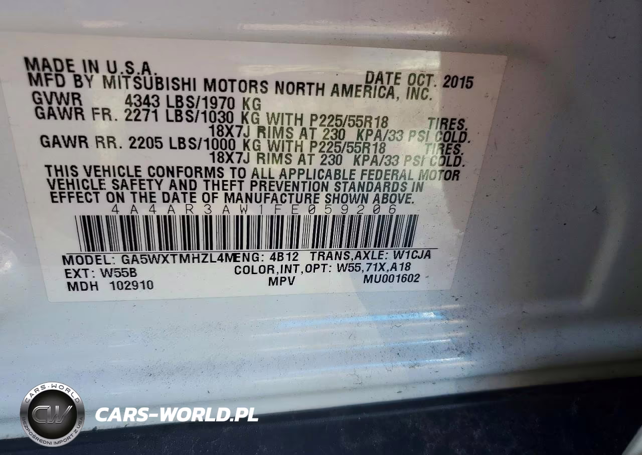 2015 Mitsubishi Outlander Sport Es VIN:4A4AR3AW1FE059206 - 13