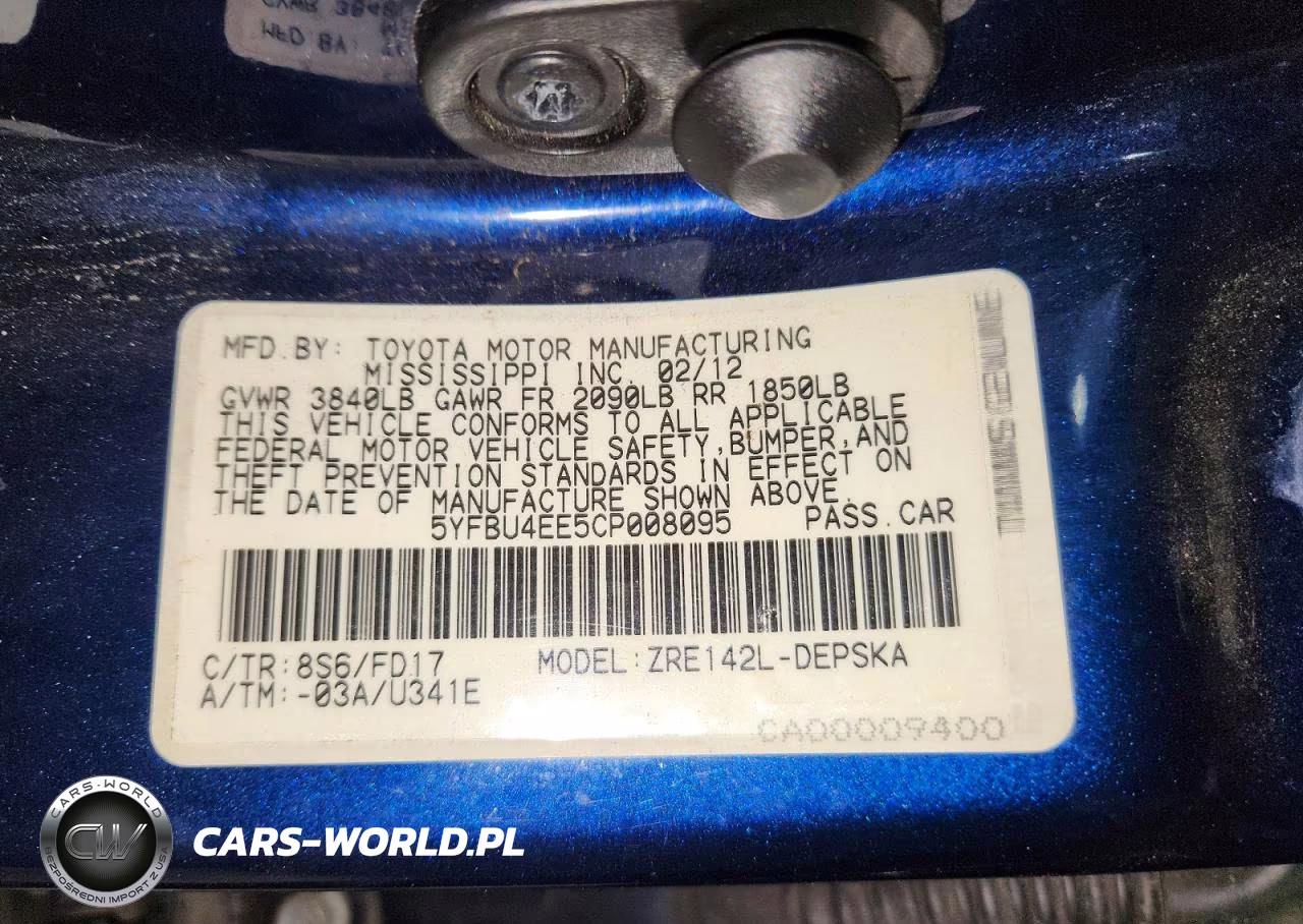 2012 Toyota Corolla S VIN:5YFBU4EE5CP008095 - 12