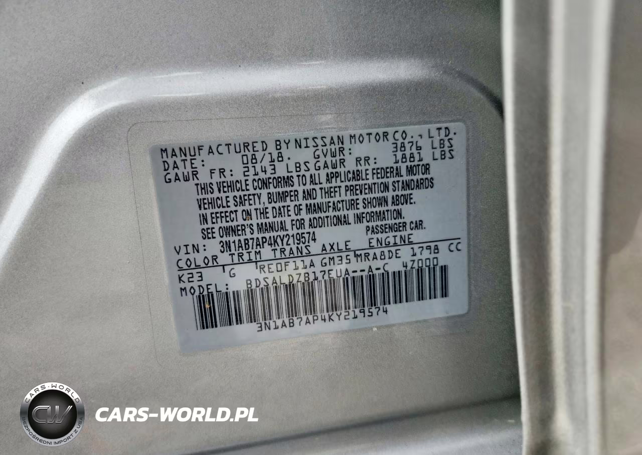 2019 Nissan Sentra Sv VIN:3N1AB7AP4KY219574 - 12