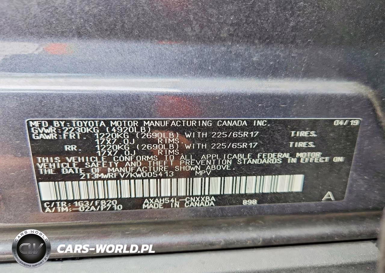 2019 Toyota Rav4 Le VIN:2T3MWRFV7KW005413 - 12