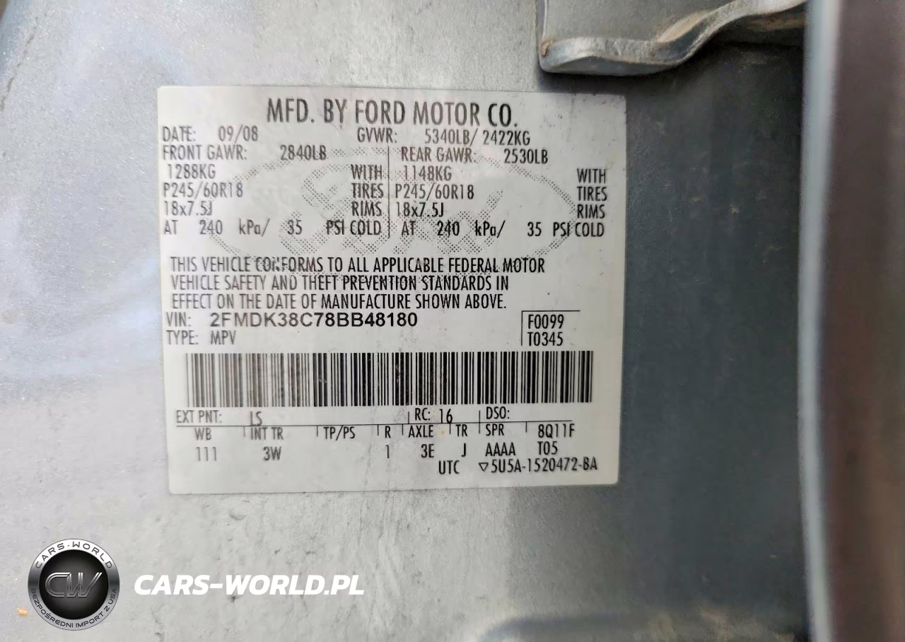 2008 Ford Edge Sel VIN:2FMDK38C78BB48180 - 13
