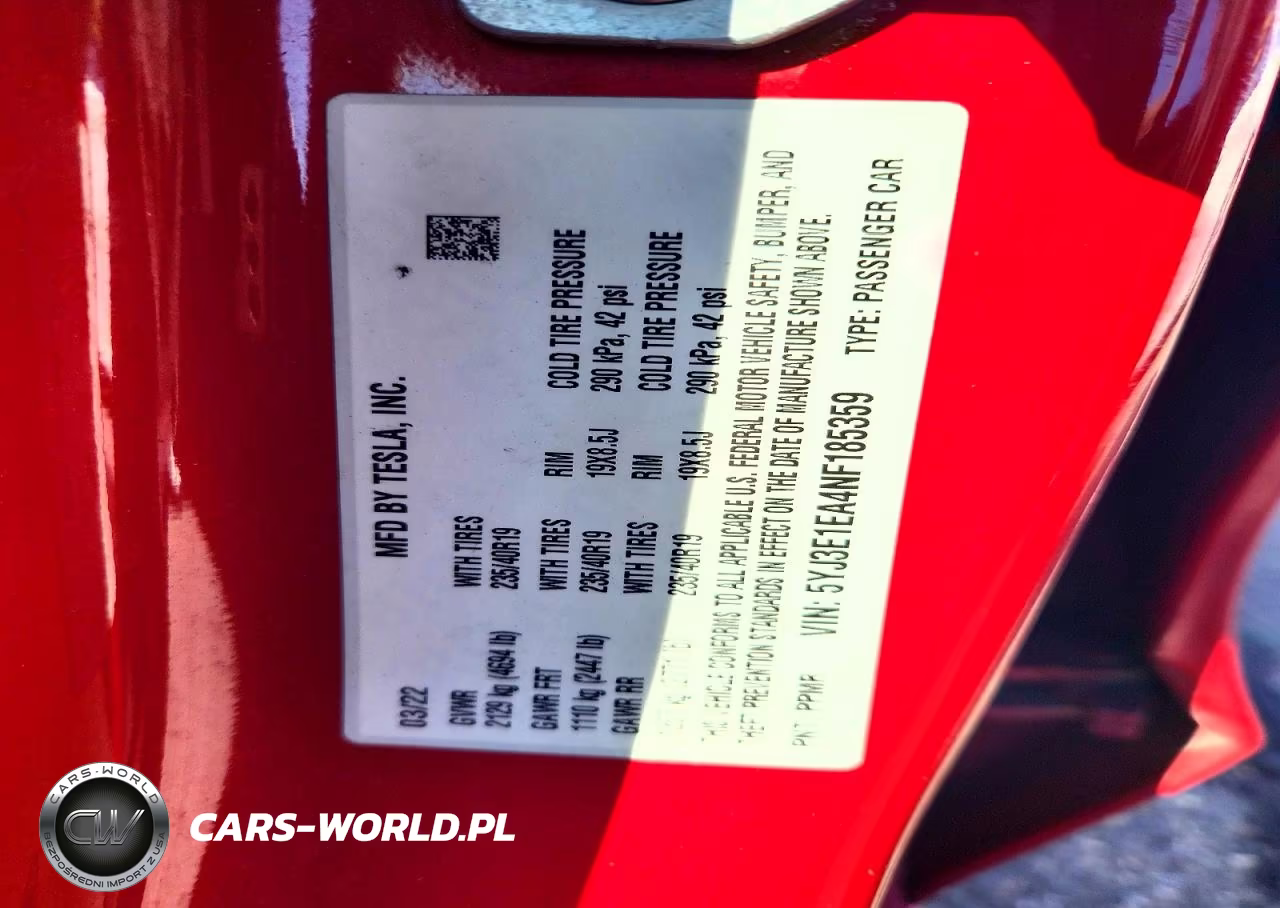 2022 Tesla Model 3 VIN:5YJ3E1EA4NF185359 - 12