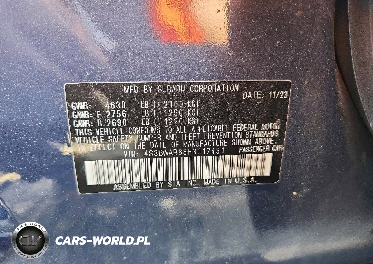 2024 Subaru Legacy VIN:4S3BWAB68R3017431 - 12