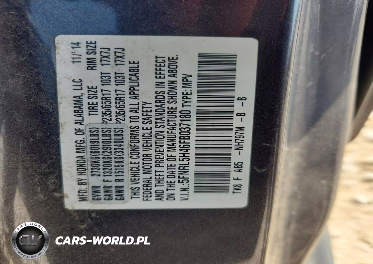 2015 Honda Odyssey Ex VIN:5FNRL5H46FB037180 - 14