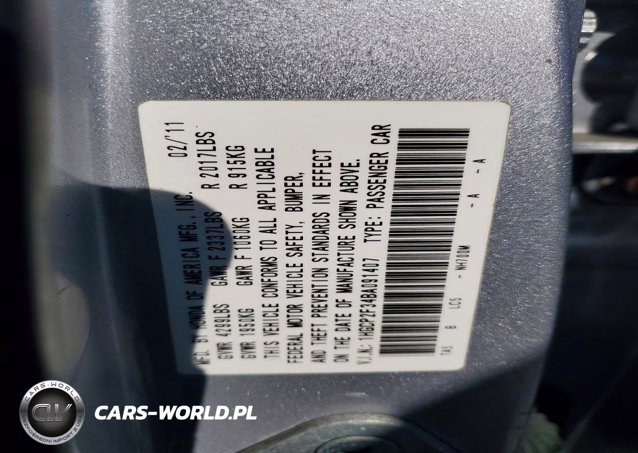 2011 Honda Accord Lx VIN:1HGCP2F34BA091407 - 12