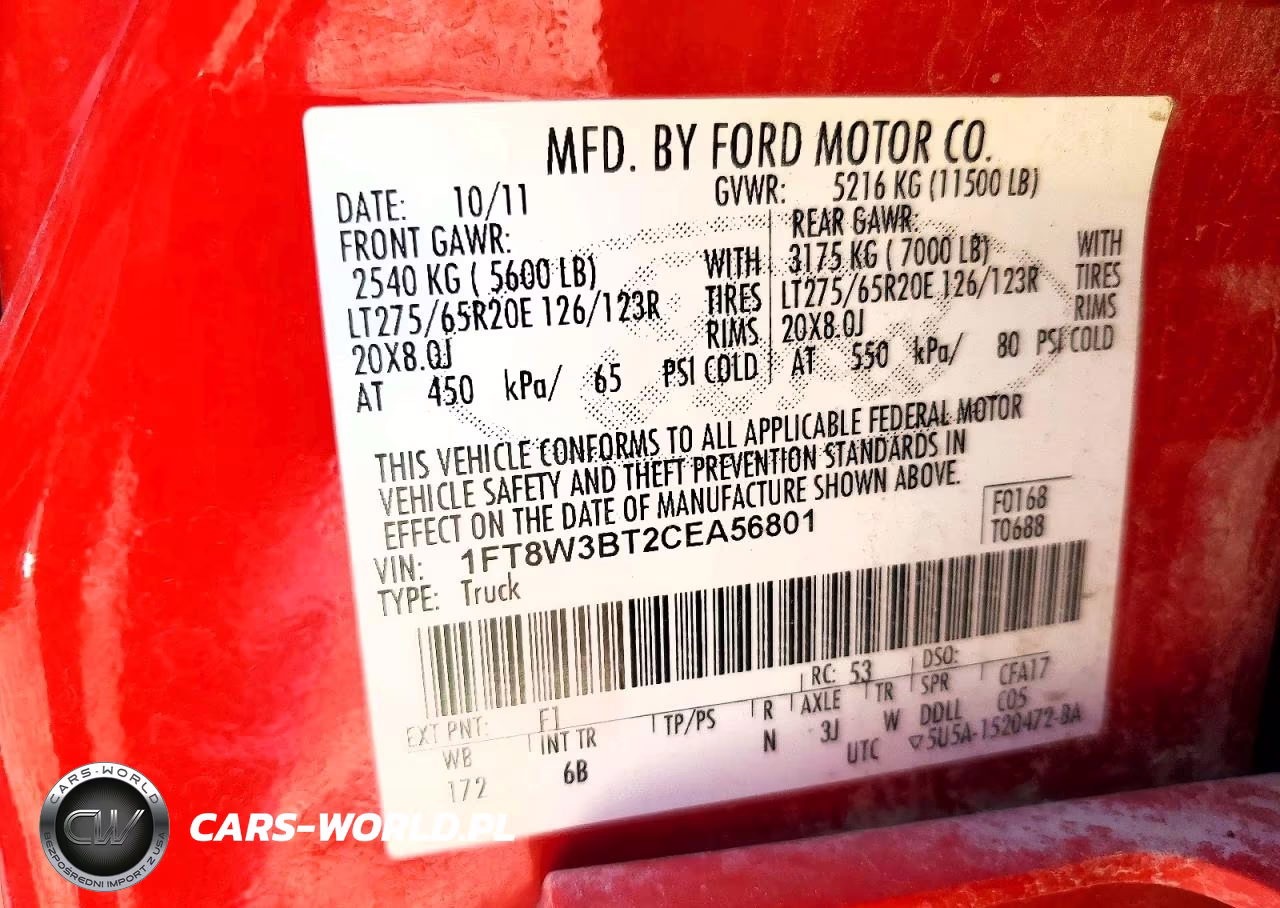 2012 Ford F350 Super Duty VIN:1FT8W3BT2CEA56801 - 13