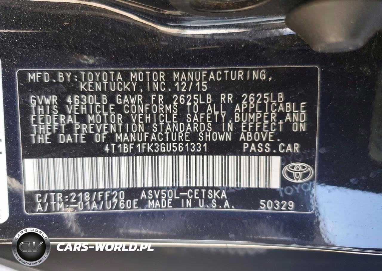 2016 Toyota Camry Se VIN:4T1BF1FK3GU561331 - 12