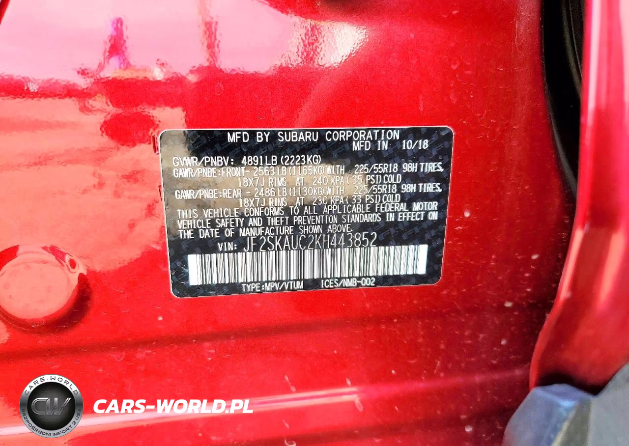 2019 Subaru Forester Limited VIN:JF2SKAUC2KH443852 - 12