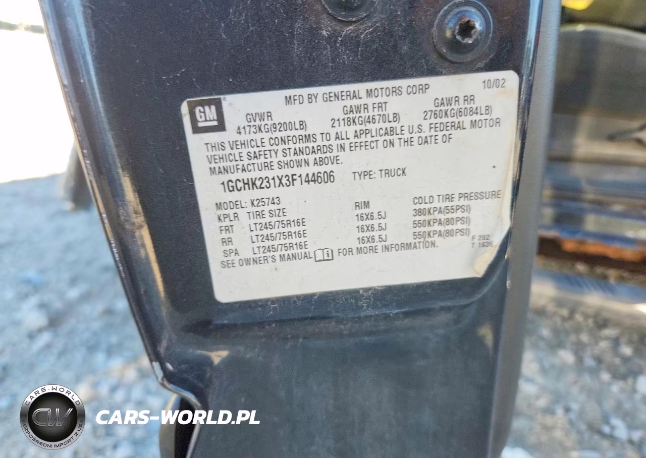 2003 Chevrolet Silverado K2500 Heavy Duty VIN:1GCHK231X3F144606 - 12