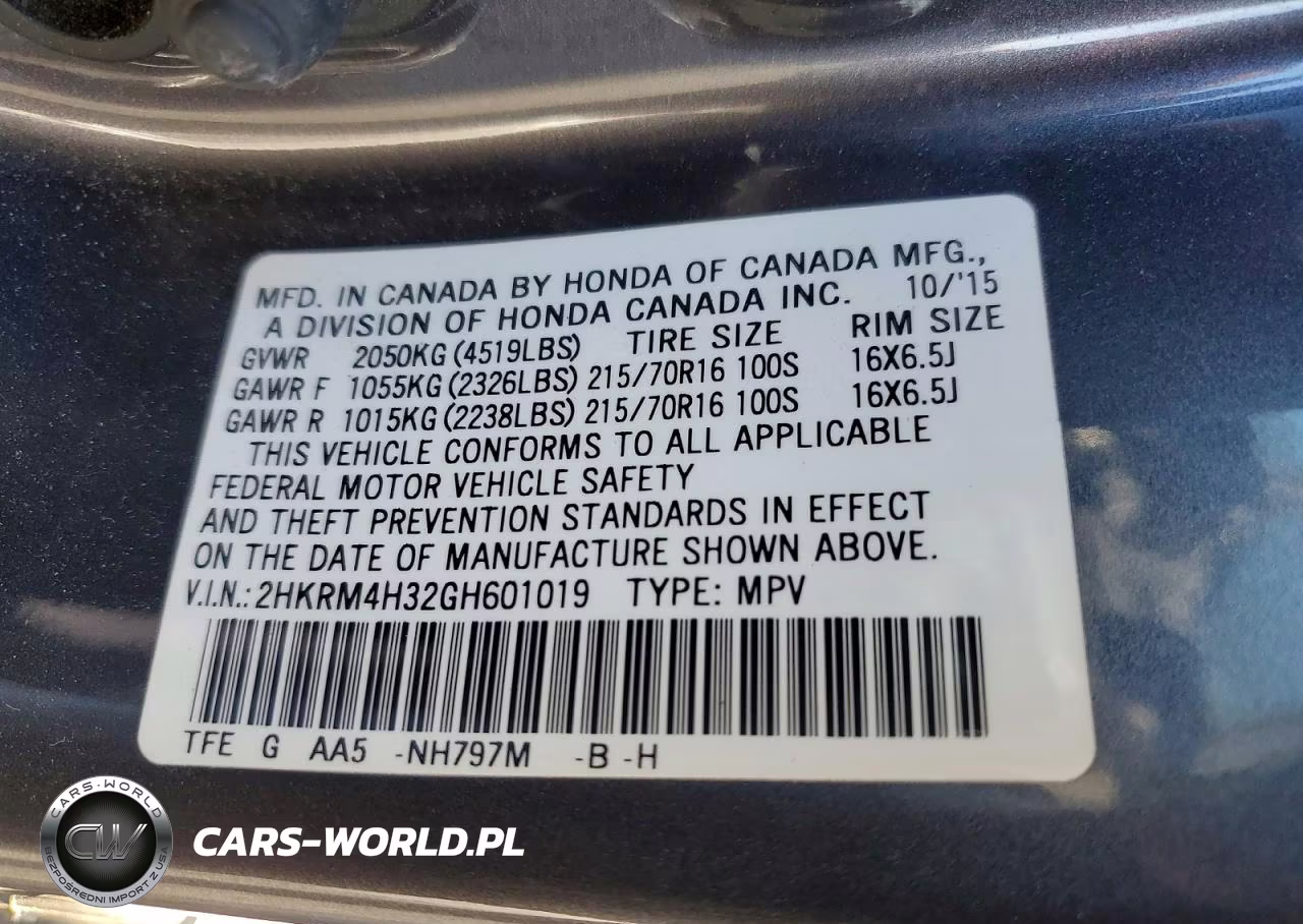 2016 Honda Cr-V Lx VIN:2HKRM4H32GH601019 - 14