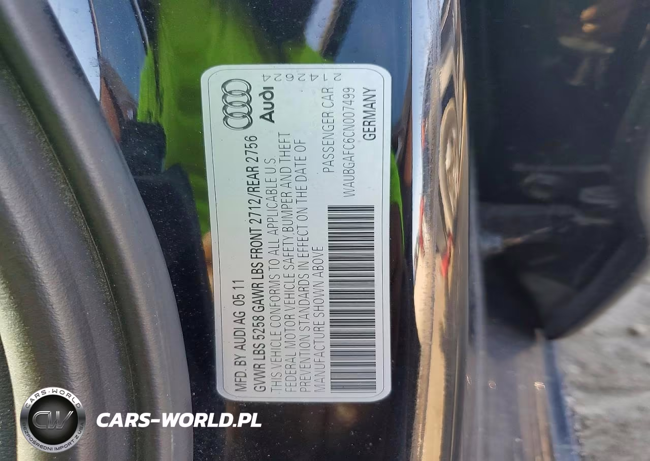 2012 Audi A6 VIN:WAUBGAFC6CN007499 - 12