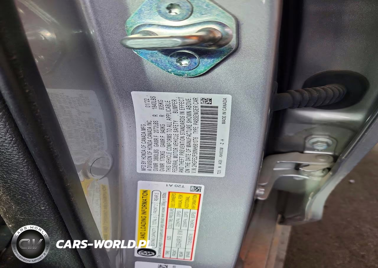 2022 Honda Civic Sport VIN:2HGFE2F5XNH561076 - 12