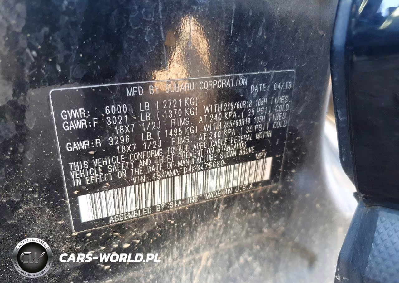 2019 Subaru Ascent Premium VIN:4S4WMAFD4K3475680 - 13