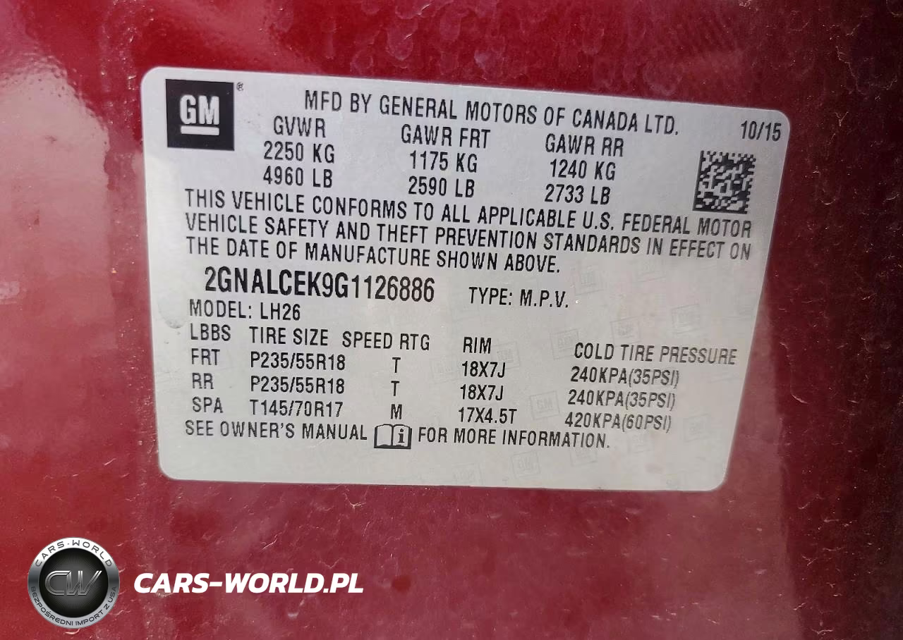 2016 Chevrolet Equinox Lt VIN:2GNALCEK9G1126886 - 13