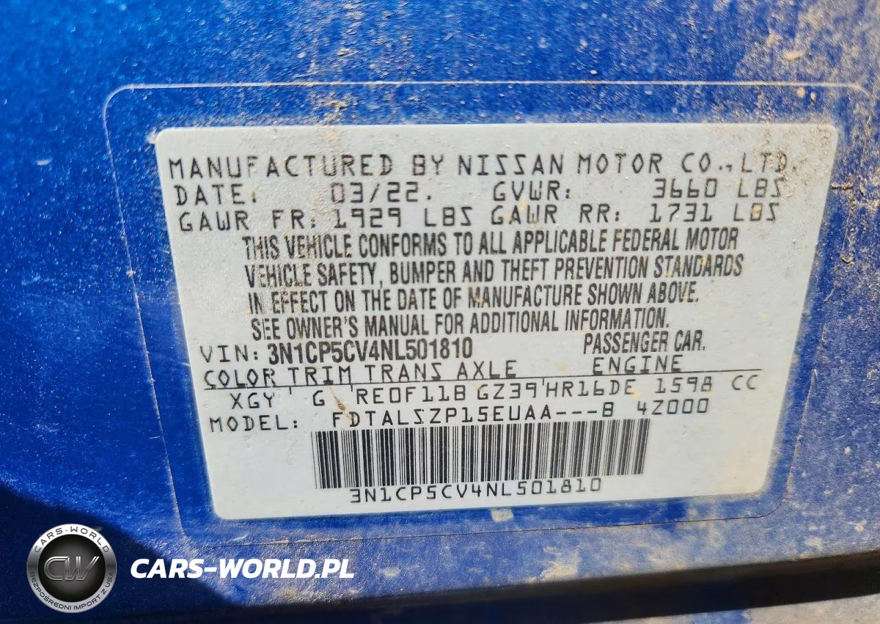 2022 Nissan Kicks Sv VIN:3N1CP5CV4NL501810 - 14
