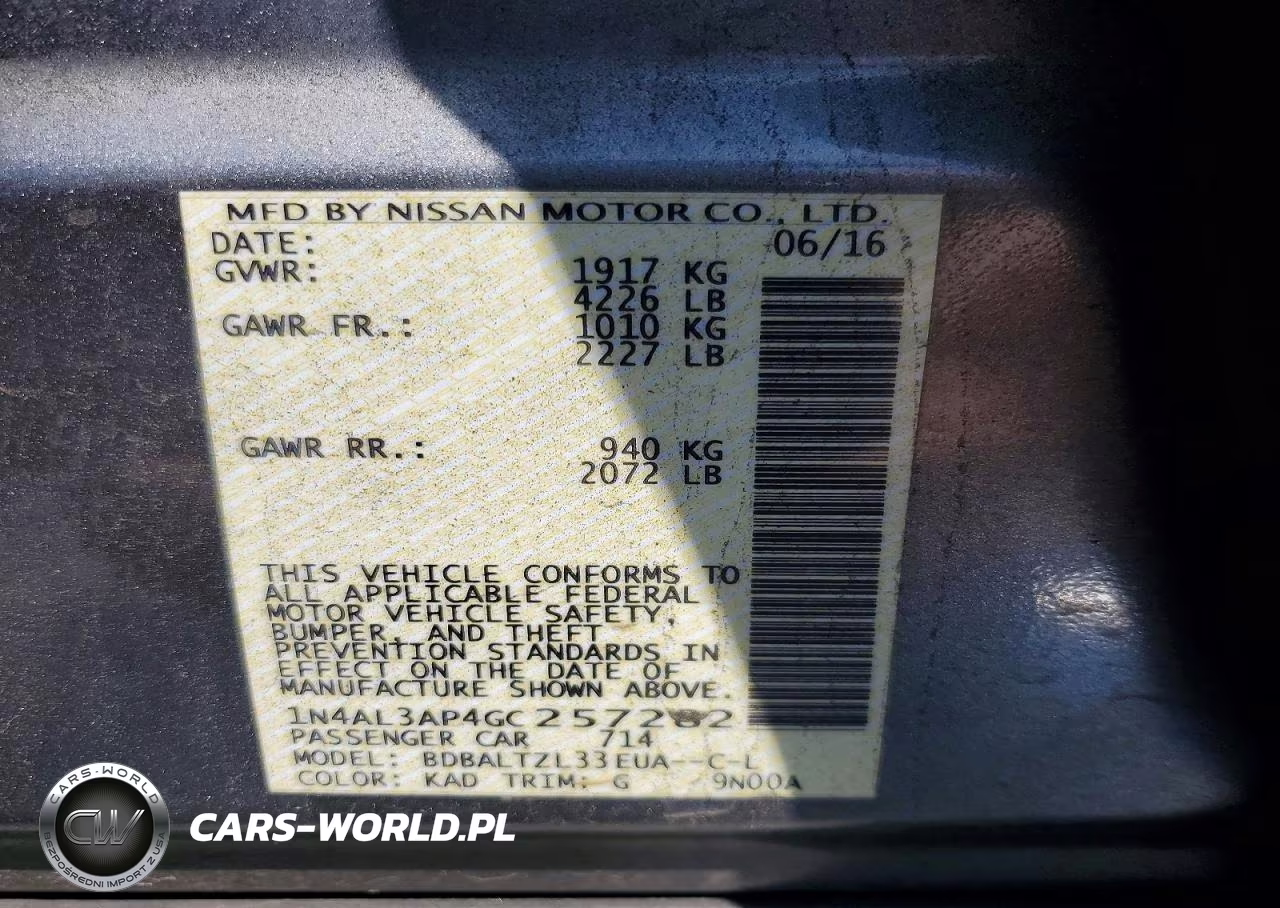 2016 Nissan Altima 2.5 Sl VIN:1N4AL3AP4GC257282 - 12