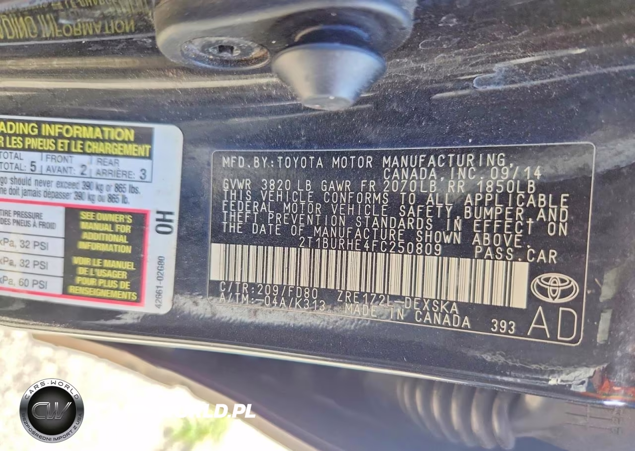 2015 Toyota Corolla S Plus VIN:2T1BURHE4FC250809 - 12