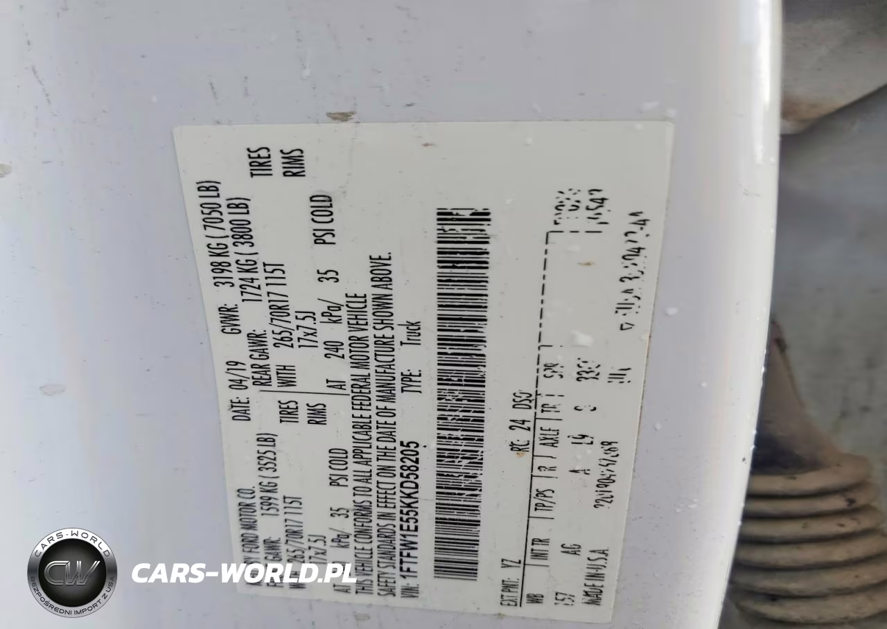 2019 Ford F150 Supercrew VIN:1FTFW1E55KKD58205 - 12